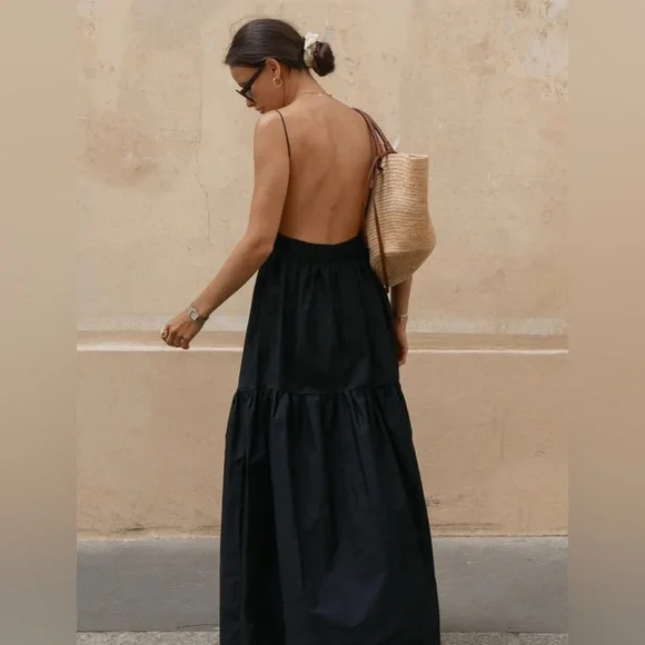 Solid Backless Long Dress Commense L cc3 - Picture 2 of 5